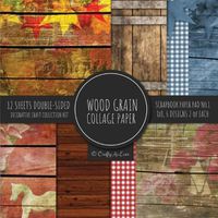 Cover image for Wood Grain Collage Paper for Scrapbooking Photo Art: Wood Print Flat Lay Shiplap Style Decorative Paper for Crafts