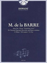 Cover image for Suite No.9 from Deuxieme Livre G Major: For Descant(Soprano) Recorder and Basso Cont.