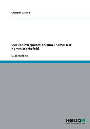 Cover image for Quelleninterpretation zum Thema: Der Kommissarbefehl