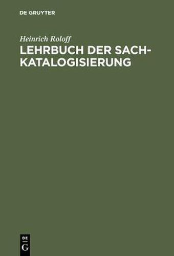 Cover image for Lehrbuch der Sachkatalogisierung