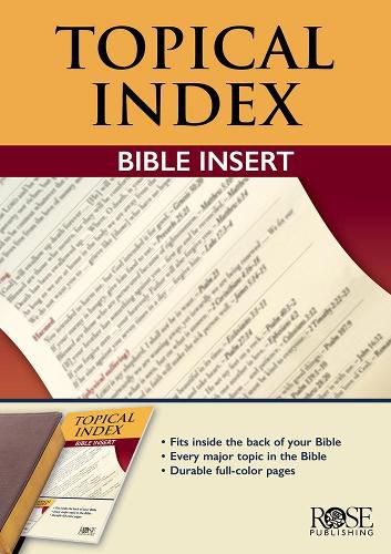 Cover image for BOOK: Topical Bible Index Insert