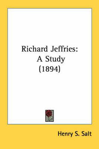 Cover image for Richard Jeffries: A Study (1894)