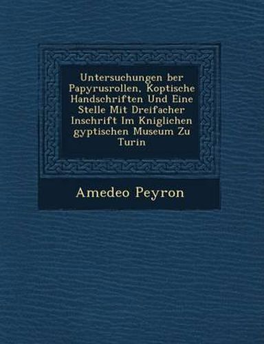 Untersuchungen Ber Papyrusrollen, Koptische Handschriften Und Eine Stelle Mit Dreifacher Inschrift Im K Niglichen Gyptischen Museum Zu Turin