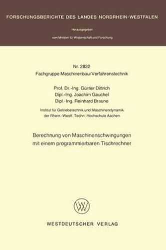 Cover image for Berechnung Von Maschinenschwingungen Mit Einem Programmierbaren Tischrechner