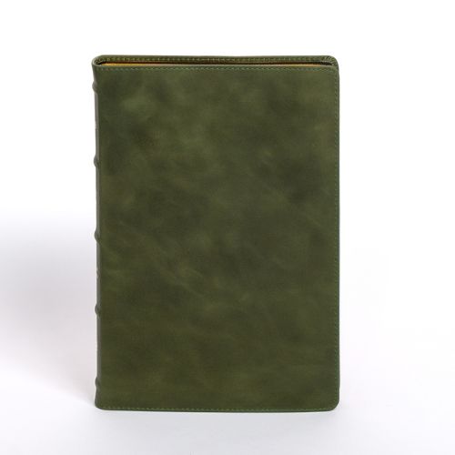 Cover image for NASB Large Print Thinline Bible, Holman Handcrafted Collection, Marbled Olive Premium Calfskin