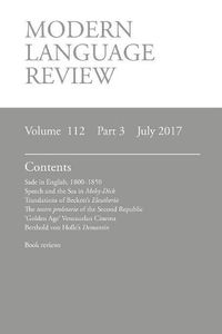 Cover image for Modern Language Review (112: 3) July 2017