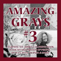 Cover image for Amazing Grays #3: A Grayscale Adult Coloring Book with 50 Fine Photos of People, Places, Pets, Plants & More