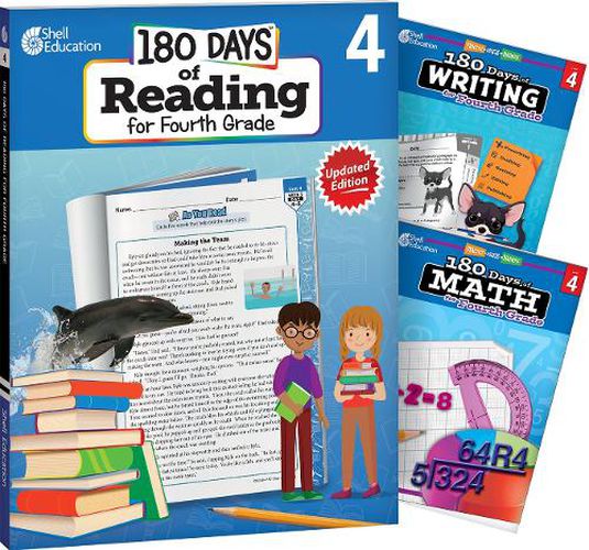 Cover image for 180 Days of Reading, Writing and Math for Fourth Grade 3-Book Set