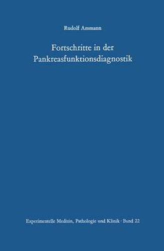 Cover image for Fortschritte in Der Pankreasfunktionsdiagnostik