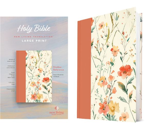 Cover image for NLT Large Print Slimline Reference Bible (Hardcover, Peach Meadows, Red Letter)