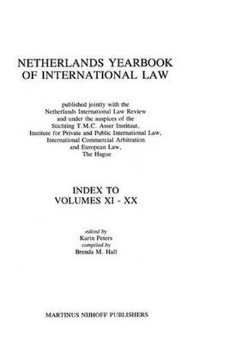 Cover image for Netherlands Yearbook of International Law, Index To Vol XI-XX