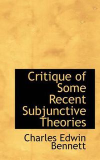 Cover image for Critique of Some Recent Subjunctive Theories