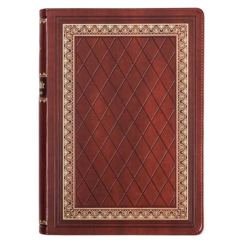 KJV Study Bible, Standard Print Faux Leather - Thumb Index, King James Version Holy Bible, Saddle Tan/Diamond