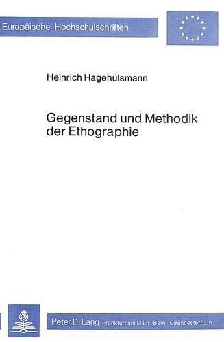 Cover image for Gegenstand Und Methodik Der Ethographie