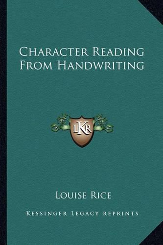 Cover image for Character Reading from Handwriting
