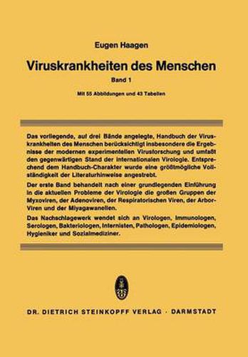 Cover image for Viruskrankheiten des Menschen: unter besonderer Berucksichtigung der experimentellen Forschungsergebnisse