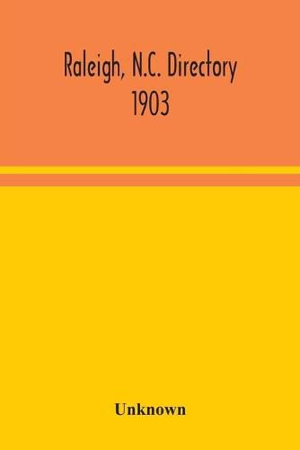 Cover image for Raleigh, N.C. directory 1903