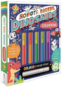 Cover image for Robots, Racers, Dinosaurs Colouring