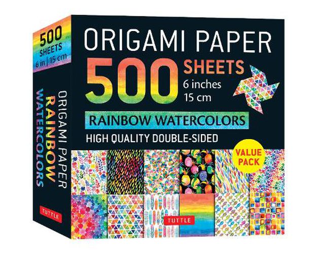 Cover image for Origami Paper 500 sheets Rainbow Watercolors 6" (15 cm)