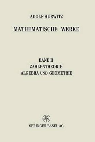 Cover image for Mathematische Werke: Zweiter Band Zahlentheorie Algebra und Geometrie