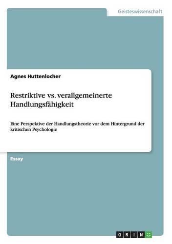 Cover image for Restriktive vs. Verallgemeinerte Handlungsfahigkeit