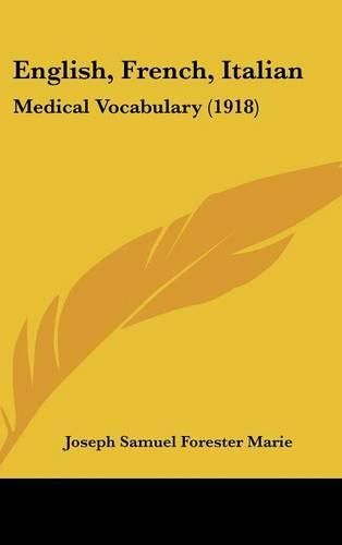 Cover image for English, French, Italian: Medical Vocabulary (1918)