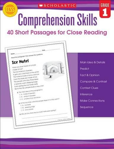 Cover image for Comprehension Skills: 40 Short Passages for Close Reading: Grade 1