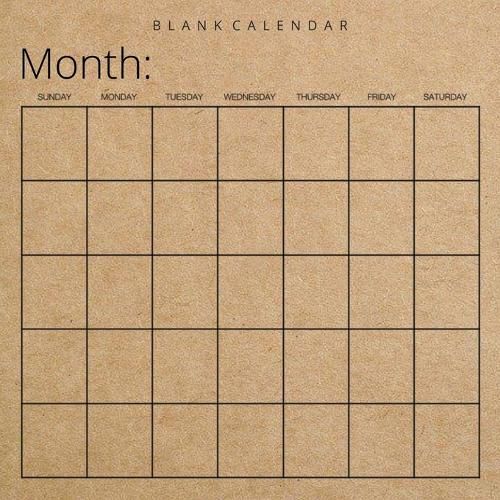 Blank Calendar: Kraft Brown Paper, Undated Planner for Organizing, Tasks, Goals, Scheduling, DIY Calendar Book