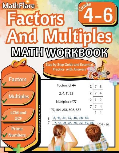 Cover image for Factors and Multiples Math Workbook 4th to 6th Grade