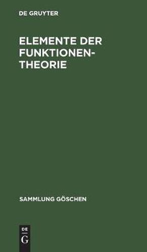 Cover image for Elemente der Funktionentheorie