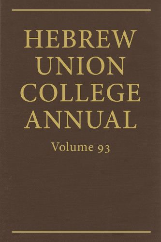 Cover image for Hebrew Union College Annual Vol. 93 (2022)