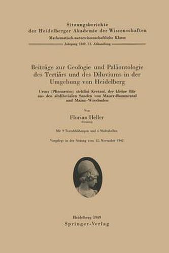 Cover image for Beitrage Zur Geologie Und Palaontologie Des Tertiars Und Des Diluviums in Der Umgebung Von Heidelberg: Ursus (Plionarctos) Stehlini Kretzoi, Der Kleine Bar Aus Den Altdiluvialen Sanden Von Mauer-Bammental Und Mainz-Wiesbaden