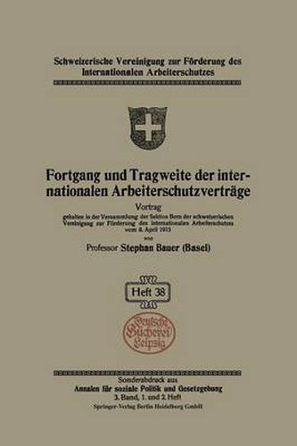 Cover image for Fortgang Und Tragweite Der Internationalen Arbeiterschutzvertrage