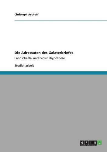 Cover image for Die Adressaten Des Galaterbriefes