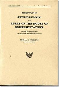 Cover image for Constitution Jefferson's Manual & Rules of the House of Representatives of the U.S. (House Rules and Manual): 113th Congress