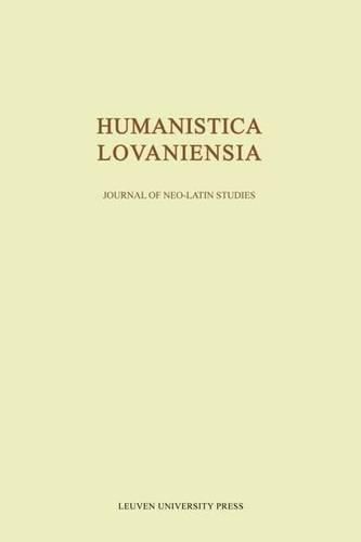 Cover image for Humanistica Lovaniensia: Journal of Neo-Latin Studies