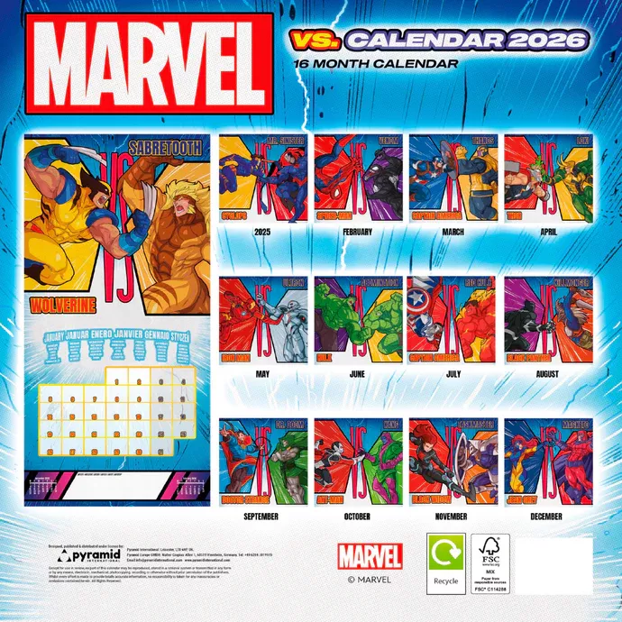 Marvel 2026 Square Calendar