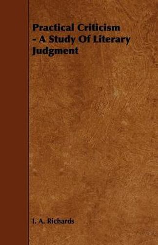 Cover image for Practical Criticism - A Study of Literary Judgment