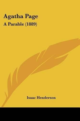 Cover image for Agatha Page: A Parable (1889)