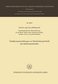 Cover image for Verfarensentwicklungen Zur Entscheidungstechnik Der Multimomentstudie