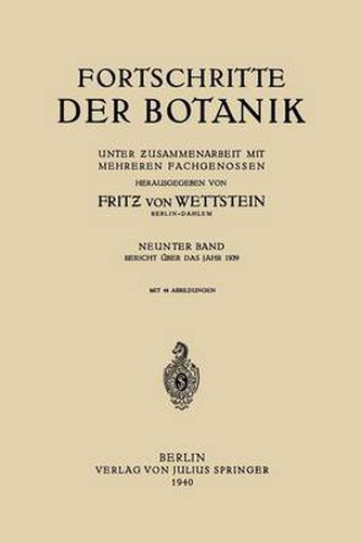 Cover image for Fortschritte Der Botanik: Neunter Band