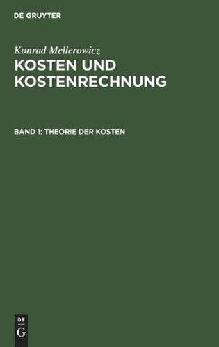 Cover image for Theorie Der Kosten