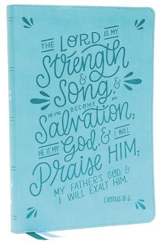 Cover image for NKJV, Thinline  Bible, Verse Art Cover Collection, Leathersoft, Teal, Red Letter, Comfort Print: Holy Bible, New King James Version