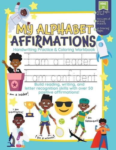 Cover image for My Alphabet Affirmations Coloring and Handwriting Workbook for Black Boys