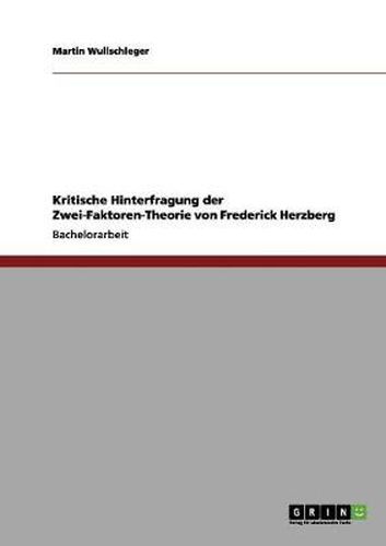 Cover image for Kritische Hinterfragung der Zwei-Faktoren-Theorie von Frederick Herzberg