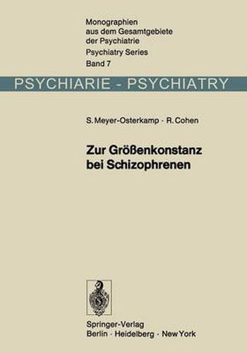 Cover image for Zur Grossenkonstanz bei Schizophrenen