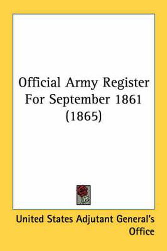 Cover image for Official Army Register for September 1861 (1865)