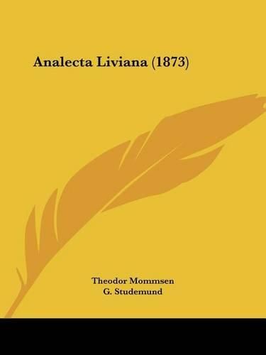 Cover image for Analecta Liviana (1873)