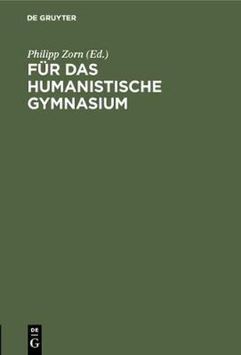 Cover image for Fur das humanistische Gymnasium