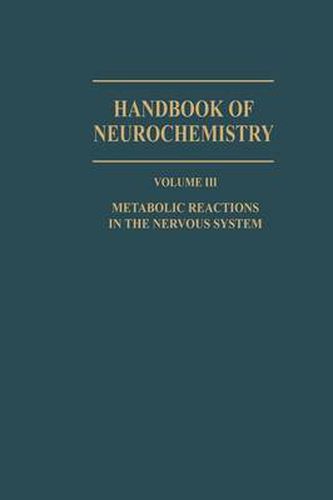 Cover image for Metabolic Reactions in the Nervous System